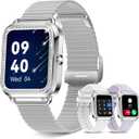1.6'' Touch Screen Smart Watch for Women (Answer/Make Call), Activity Trackers and Smartwatches with Waterproof Heart Rate Sleep Monitor 100+ Sports Pedometer AI Voice,Fitness Watch for iPhone Android (sliver with diamonds)