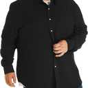 HOdo Big and Tall Mens Cotton Button Down Shirt (Black, XXXL)