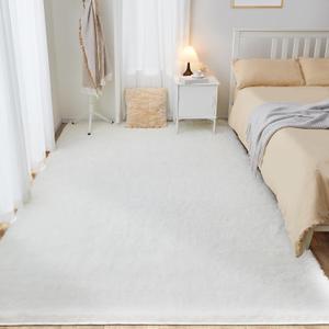 Fluffy Shag Area Rug, 4x6 White Rugs for Bedroom, Soft Plush Area Rugs for Living Room, Non-Slip Indoor Carpet for Nursery, Study Room, Dressing Room, Home Decor (4ft x 6ft (Rectangular), White)