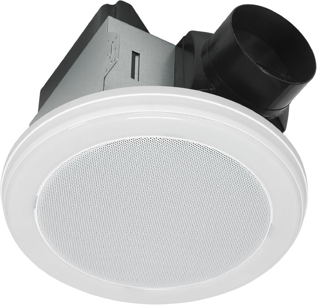 Homewerks 7130-18-BT Bathroom Fan with LED Light and Bluetooth Speaker 80 CFM 1.5 Sones White 4000 Kelvin CCT Light 600 Lumens