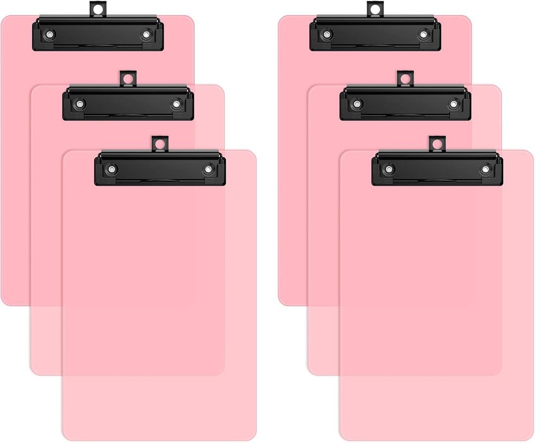 6 Pack Pink Small Clipboard, 9 x 6 Half-Letter Size for Classroom, Students, Teacher, Nurse, A5 Mini Clip Board with Low Profile Clip, Office & School Supplies