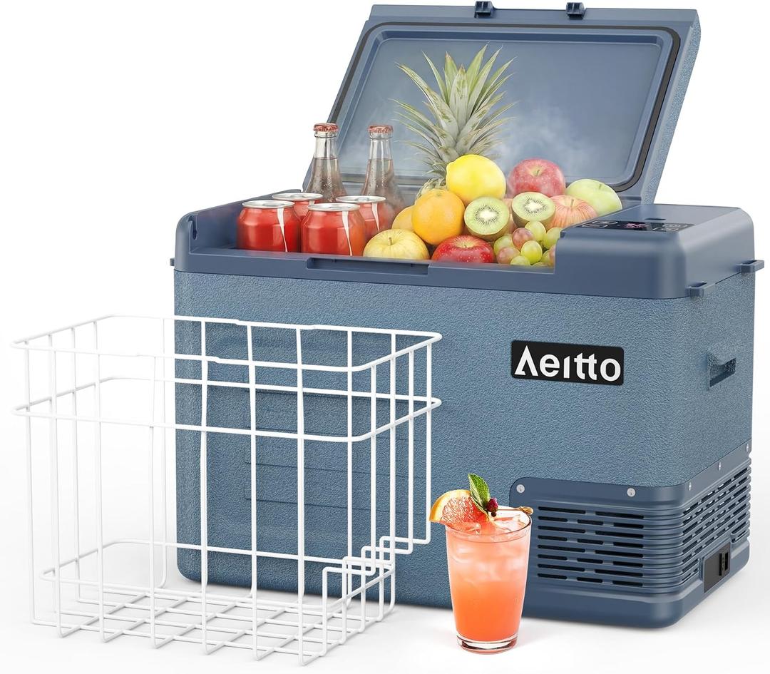 Aeitto 12 Volt Car Refrigerator 30Quart Car Fridge Freezer Electric Cooler Portable Cooler 12V Fridge RV Refrigerator -4℉-68℉ Temp Control 12/24V DC & 100-240V AC for Travel, Camping, RV, Road