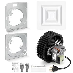 BKR60 Bathroom Exhaust Fan Replacement with Cover/Grille | Quiet 3.0 Sones High Airflow Fan Motor Replacement Fit 670, 671, 688-G/H/J/K, 693, 695, 695P, 695-R02, 696N, 696N-R02, 690-A, 690NT-A