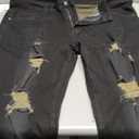 JUNBAOSS Men's Black Slim Fit Jeans 95% Cotton, 3% Polyester, 2% Spandex, Size 42, Ripped