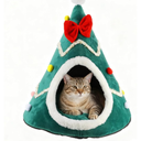Creative Christmas Tree Shape Warm Pet Nest for Cats and Dogs for Holiday Decor. Red And Green Color