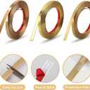 Soengsau Glossy Gold Finish Molding Trim, 393.6"L x 0.4"W Peel and Stick Decoration Strip for Ceiling, Wall, Tile Edge, Furniture Cabinet, Mirror