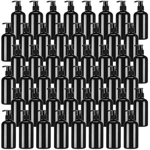 CroBlissful 48 Pcs Empty Plastic Pump Bottles 8oz Refillable Lotion Pump Bottle Containers with Dispenser for Shampoo, Conditioner, Face Cream, Massage Oil, Liquid Soap (Black)