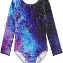 HOZIY Long Sleeve Leotards for Girls Gymnastics Kids Toddler Tumbling Outfits Floral Unicorn Galaxy Rainbow Stripe Pattern (9-10 Years)