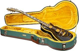 Crossrock Master Series - Wooden Les Paul Electric Guitar Case - Security Lock, Genuine Leather Handle, Reinforced Hardware, Metal Feet, Storage Space- Malachite Blue Tweed (CRW720LMB)