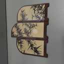 Table Screen,3 Panel Divider Desk Screen,Small Chinese Traditional Decoration,Mini Desktop Feng Shui Ornaments or Home Office New Year Decoration,Oriental Gift, Business Gift