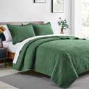 Love's cabin Quilts for Queen Bed Olive Green Bedspreads - Soft Bed Summer Lightweight Bedspread Comforter - Modern Style Coin Pattern Coverlet for All Season - 3 Pieces (1 Quilt, 2 Pillow Shams), Full/Queen