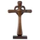 DAICAT - Hand-carved Wooden Cross Wall Decor, 10 Inch Tall Larger Cross for Home Decor, Cross Decor for Wall, Hand made Wood Crosses Wall and Table, Wedding Gifts for Couple (No 5)