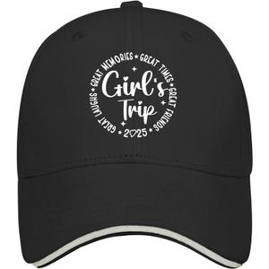 Girls Trip 2025 hat USA Cowboy hat AllBlack Custom hat Gifts for Women Hiking Cap (Black)