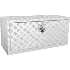 VEVOR Underbody Truck Box, 36"17"18" Pickup Storage Box, Heavy Duty Aluminum Diamond Plate Tool Box with Lock and Keys, Waterproof Trailer Storage Box with T-Handle Latch for Truck, Van, Trailer (WH)