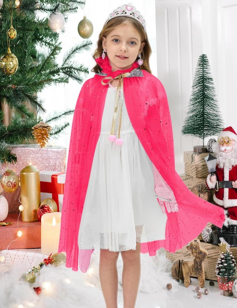 Princess Dress Up for Little Girls Birthday Gifts Costumes Cape Set with 9 Pieces Accessories (M)