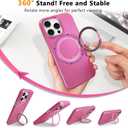 ankofave Magnetic for iPhone 14 Pro Max Phone Case with 360 Spin Stand, Matte Luxury Metallic Luster, 3.0 mm Thick Protection Hard PC Scratch-Resistant Case for iPhone 14 Pro Max 6.7", Rose Red