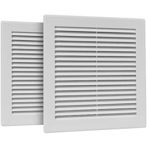 HVAC OV 2-Pack 8" x 8" (Outer Size) Square Air Vent Cover – White Plastic Vent Deflector - Screen Mesh, Surface Mount Wall Ceiling – Cold Air Return Soffit Air Vent Cover - Register Indoor Outdoor