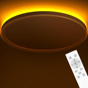 zemty 23 Inch LED Ceiling Light with Night Light 1800K, 50W 5000lm 3000K/4000K/6500K Dimmable Light Fixtures with Remote Control, Low Profile Ceiling Lamp for Bedroom LivingRoom Bathroom Kitchen-White