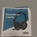 AOC Wireless Headset with Mic for Work, Bluetooth 5.4 Headphones with Noise Canceling Microphone, USB C, 30H, Clear Calls & Mic Mute for PC, Laptop, Cell Phones, Zoom - Black