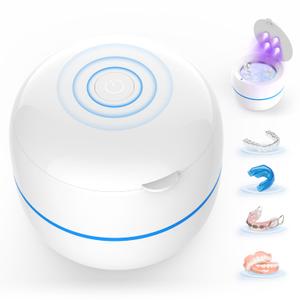 Voraiya Ultrasonic Retainer Cleaner Machine 45kHz 4 U-V Lights Dental Cleaning Pod 2 Modes 200ml, Dentist-Designed Ultrasonic Dental Retainer Cleaner for Dentures, Aligners, Night Guards, Mouth Guards (White)