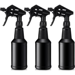 Honeydak 3 Pack Plastic Spray Bottles Black 17 oz Heavy Duty Opaque Spray Bottles UV Light Blocking Refillable Reusable Leak-proof Sprayers for Cleaning Solution Kitchen Garden Home Plant