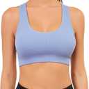 Black Sports Bras Workout Tank for Women Yoga Gym Top with Built Bra Woman Seamless Crop Fitness Racerback Bra Top (Blue, M)