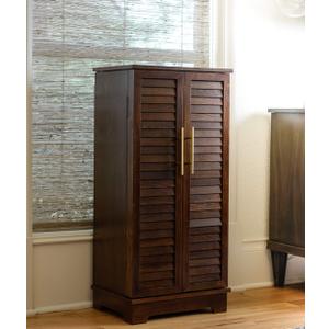 Alveare Home Port Fully Locking Jewelry Armoire  Elegant Storage with Shutter Doors, Gold Hardware, 7 Drawers, Necklace Hooks & Vanity Mirror, Charcoal