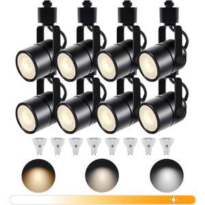 8PCS LED Track Lighting with Advanced Replaceable GU10 Bulbs, Switchable 3CCT(3000K/4000K/6000K) and Dimmable Brightness(20%-100%), Versatile Ceiling Spotlight Fixtures for Any Space (Black 3cct 8 Heads Only)