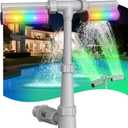 Swimming-Pool Waterfall Fountain w/Colorful Led-Lights - 7 Color Changing Above/Inground Pool Fountain Lights with Remote, Water Sprinkler Adjustable Height Pool Sprayer for Outdoor Yard Decoration