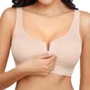 Zip Front Bra for Women Post Surgery, Mastectomy Recovery Bra | Front Closure Wireless Full Coverage (3X-Large, Nude)
