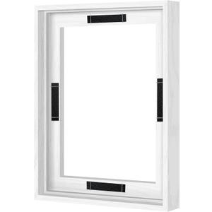 Abtgt 8x10 Canvas Floating Frame with 0.9" Deep, White Floater Frame for Canvas Paintings with Adhesive, Vertical or Horizontal Wall Art frame for Prints Oil Painting Diamond Decor, 1 Pack.