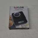 Taylor Glass Top Food Scale with Touch Controls, 11 lb Capacity, Sleek Black Design for Precision Food Measurement in Grams and Ounces