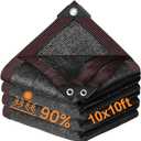 90% Shade Cloth for Garden 10 x 10 FT Outdoor Sun Shade Cover for Pergola Patio Plants Greenhouse Chicken Coop Easier to Hang Net Cover (Black)