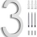 8 Inch Modern House Numbers for Outside  Large Metal Silver Address Numbers for Door  Floating Flush Mount Aluminum Street Numbers