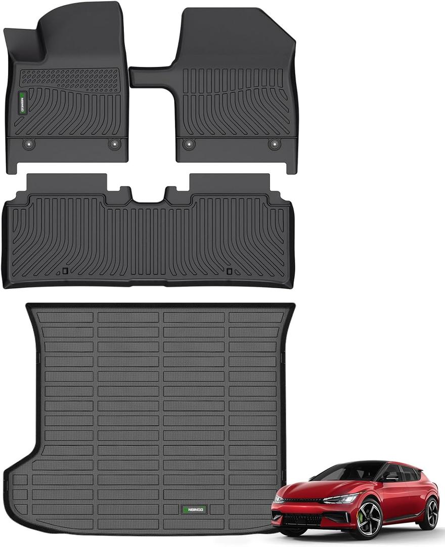 ANBINGO Floor Mats & Cargo Liner for KIA EV6 2022-2024, GT/GT-Line, All Weather Floor Liner for EV6, 2022 2023 2024 EV6 Car Mats Accessories-Black