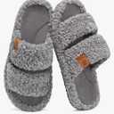 EverFoams Womens Fuzzy Open-toe Slippers Soft Comfy Memory Foam Indoor House Shoes, 9-10