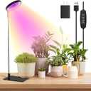 Grow Lights for Indoor Plants Full Spectrum, 48 LEDs Plant Light for Indoor Plants with 2 Mounting Options, 3 Optional Spectrums, 3/9/12Hrs, 10 Brightness, 7"-26" Height Adjustable (Black)