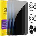 PEHAEL 3+3Pack for iPhone 16 Pro Max Privacy Screen Protector with Camera Lens Protector Full Coverage Anti-Spy Tempered Glass Film 9H Hardness Easy Installation Bubble Free [6.9 inch]