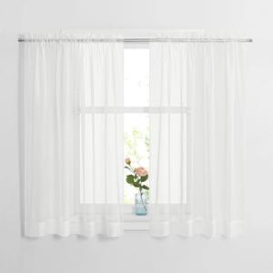 NICETOWN Voile Sheer Window Curtains for Small Window, Rod Pocket Elegant Airy Sheer Curtain Drapes for Nursery/Bedroom, W60 x L45, 2 Panels, Ivory