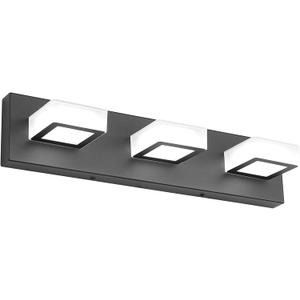 Ralbay LED Modern Black Bathroom Vanity Lights 3 Lights Acrylic Modern Black Bathroom Wall Lighting Fixtures, 20 Inch