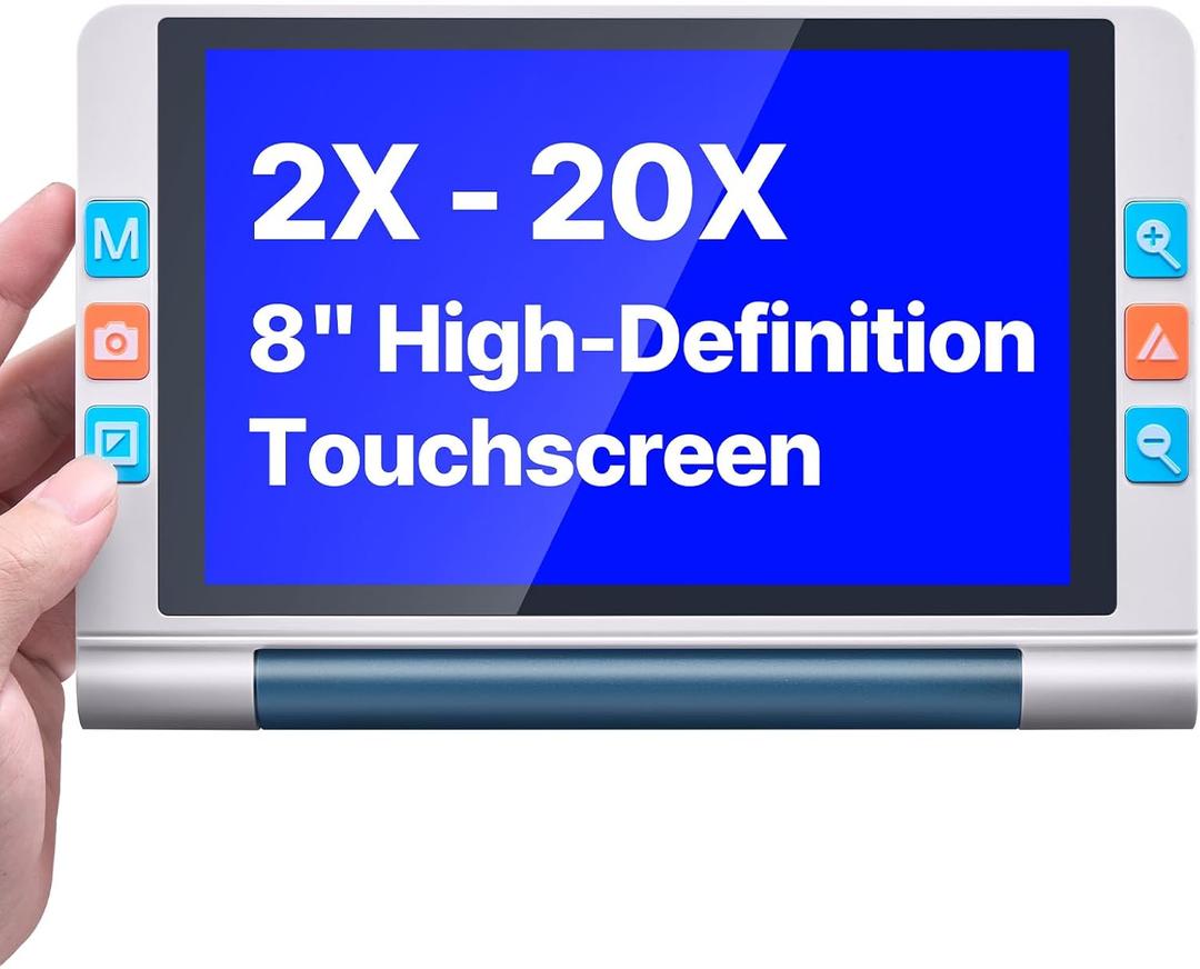 VEVOR Portable Digital Magnifier, 8-inch Touchscreen Electronic Video Magnifier for Low Version, 2X - 20X Electronic Reading Aid with 13MP Auto-Focus HD Lens, 26 Color Mode, HDMI Output & 16GB Storage