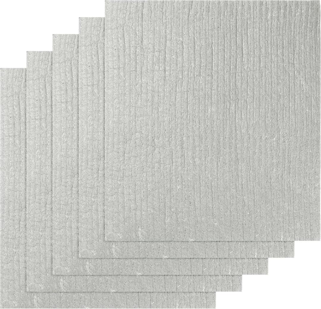 uxcell Reusable Swedish Dishcloths for Kitchen, Absorbent Cellulose Sponge Dish Cloths, Washable, No Odor, Lint Free, 7" x 8" 5 Pack Grey 