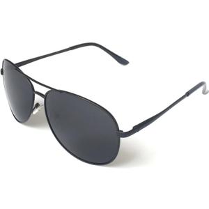 J+S Premium Military Style Classic Aviator Sunglasses, Polarized, 100% UV protection for Men Women (Black Frame/Black Lens)