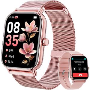 Smart Watch for Women Men, Fitness Tracker Watch for Android Phones iPhone Compatible, 1.85" Smart Watches for Women Men with Blood Oxygen, Heart Rate Monitor, 110+ Sport Modes Smartwatch (2 Strap)