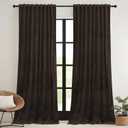 RYB HOME Brown Blackout Curtains 90 inches Long Velvet, Room Darkening Thermal Insulated Drapes with Hook Belt for Bedroom Home Theater, W 52 x L 90 inches, 2 Panels Set