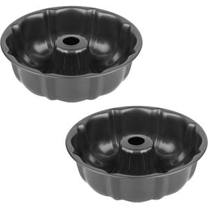 Novery 9.5" Non-stick Cake Pan, Heavy Duty Carbon Steel Fluted Tube Round Baking Pan,Buntz Pound Cake Pan Mold,Tube Bakeware,Baking Mold for Jello,Gelatin,Chocoflan,Flan - 2 PCS