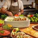 Disposable Taco Plates for 2 Tacos & 2 Sides 25 PACK | Premium Paper Plates with Dividers, Fiesta Taco Holder, Taco Stand for Tuesday & Bar Serving Set