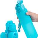 TakeToday Collapsible Water Bottles 32oz, Foldable Travel Water Bottle, BPA Free, Silicone Water Bottle Leakproof for Hiking, International Travel, Outdoors