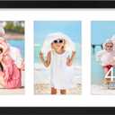 decorUhome 8x14 Picture Frames Collage Wall Decor, Display 3Pcs 4x6 Photos with Mat or 1Pcs 8x14 Unmatted, 3 4x6 Collage Picture Frames for Wall Mounting, Black