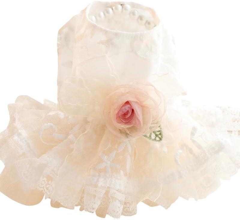 AZA Dog Wedding Dresses Retro for Small Dogs Skirt Lolita Puppy Clothes Rose Flowers Princess Costume Pet Girl Cat Cute Coat Outfits Summer Costumes (L,Rose)